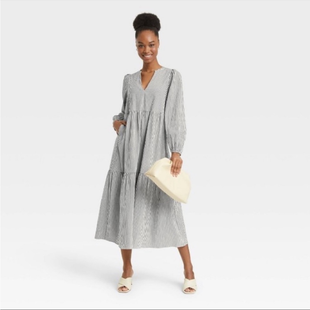 Target - A New Day - long sleeved seersucker midi dress size S